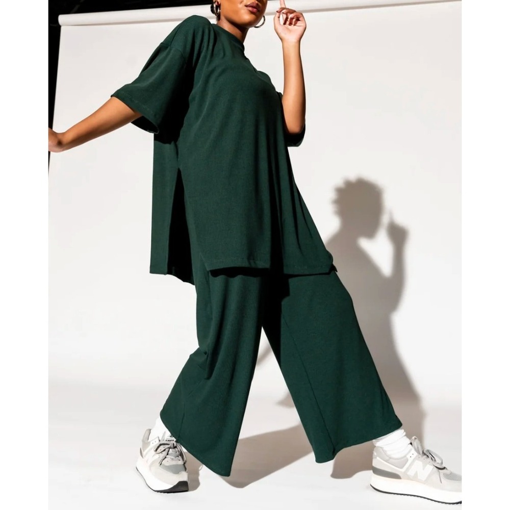 DRESSED IN LALA Lex Ribbed Playsuit in Emerald